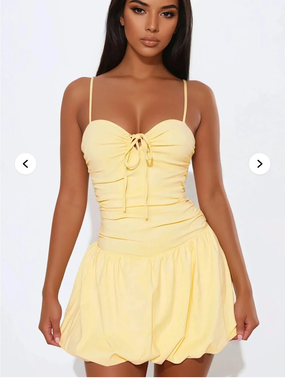 yellow bubble micro mini dress